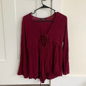 Kendall & Kylie Maroon Drop Neck Romper